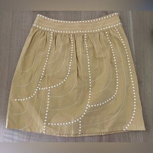 Floreat Anthropologie| Boho dot embroidered mustard skirt, size 4•••100% cotton